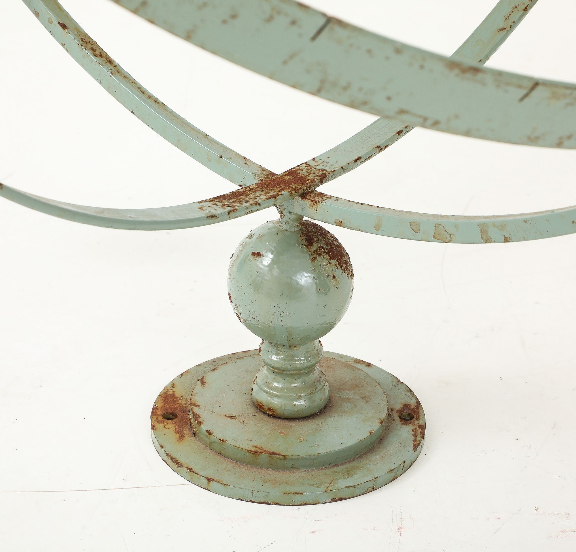 Celadon Painted English Mid-20th Century Iron Armillary