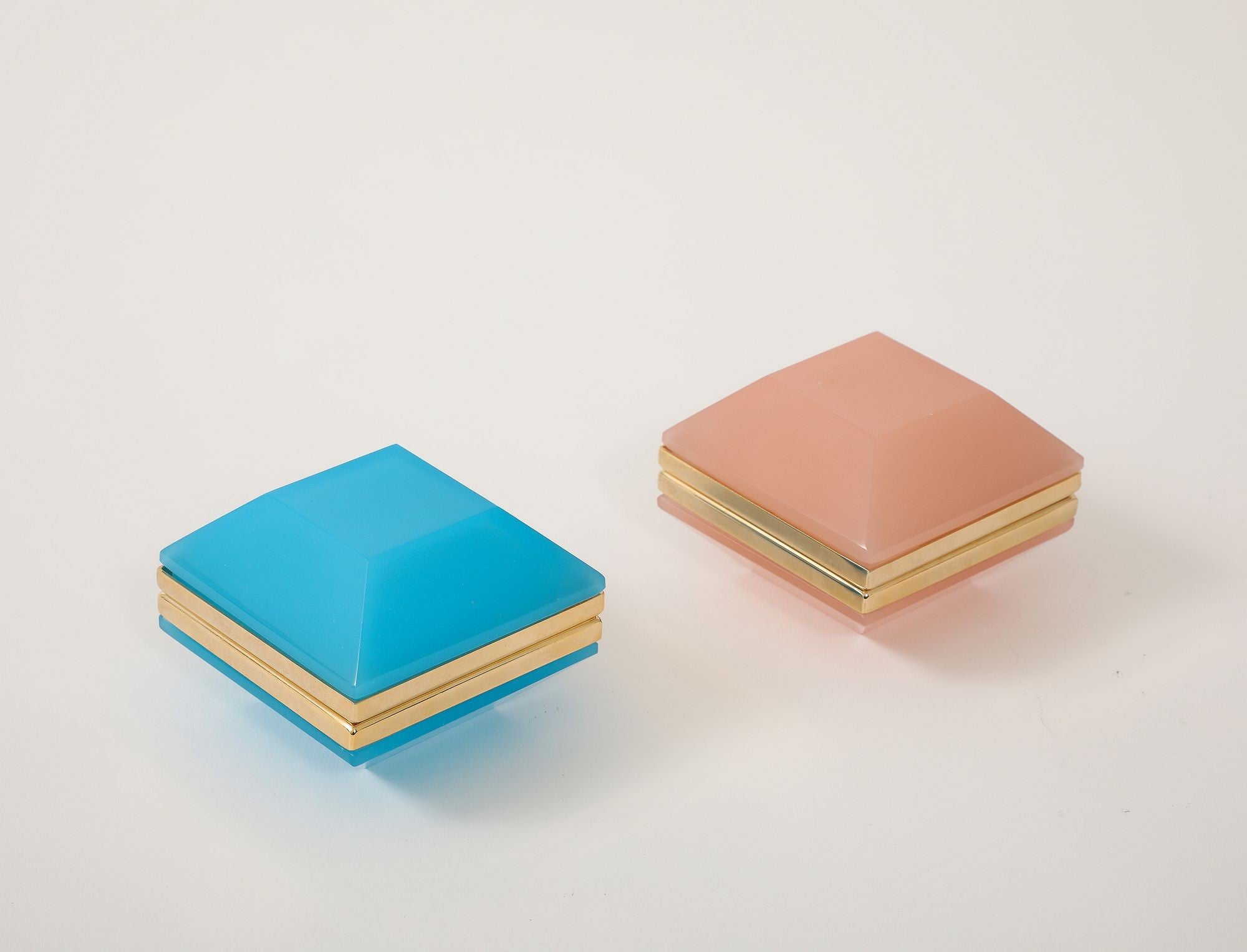 Antique French Turquoise Beveled Square Opaline Box, Early 20th C.