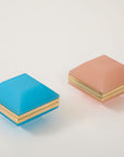 Antique French Turquoise Beveled Square Opaline Box, Early 20th C.