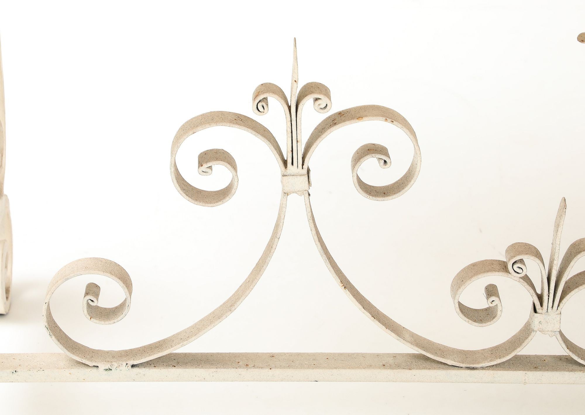 Marble Top Scroll Work Metal Base Dining Table, England Mid 20th C.
