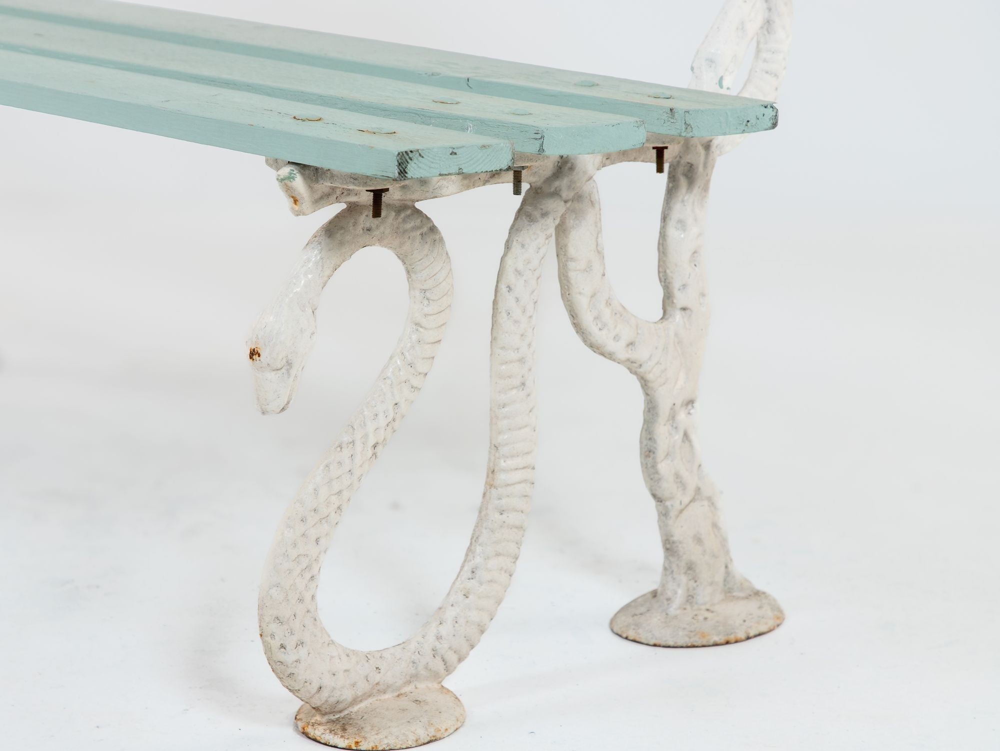 Iron Serpent and Twig Garden Bench, English Mid 20th C.