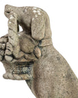 Matched Pair of Composite Stone Dogs with Fruit Baskets, England Mid 20th C.