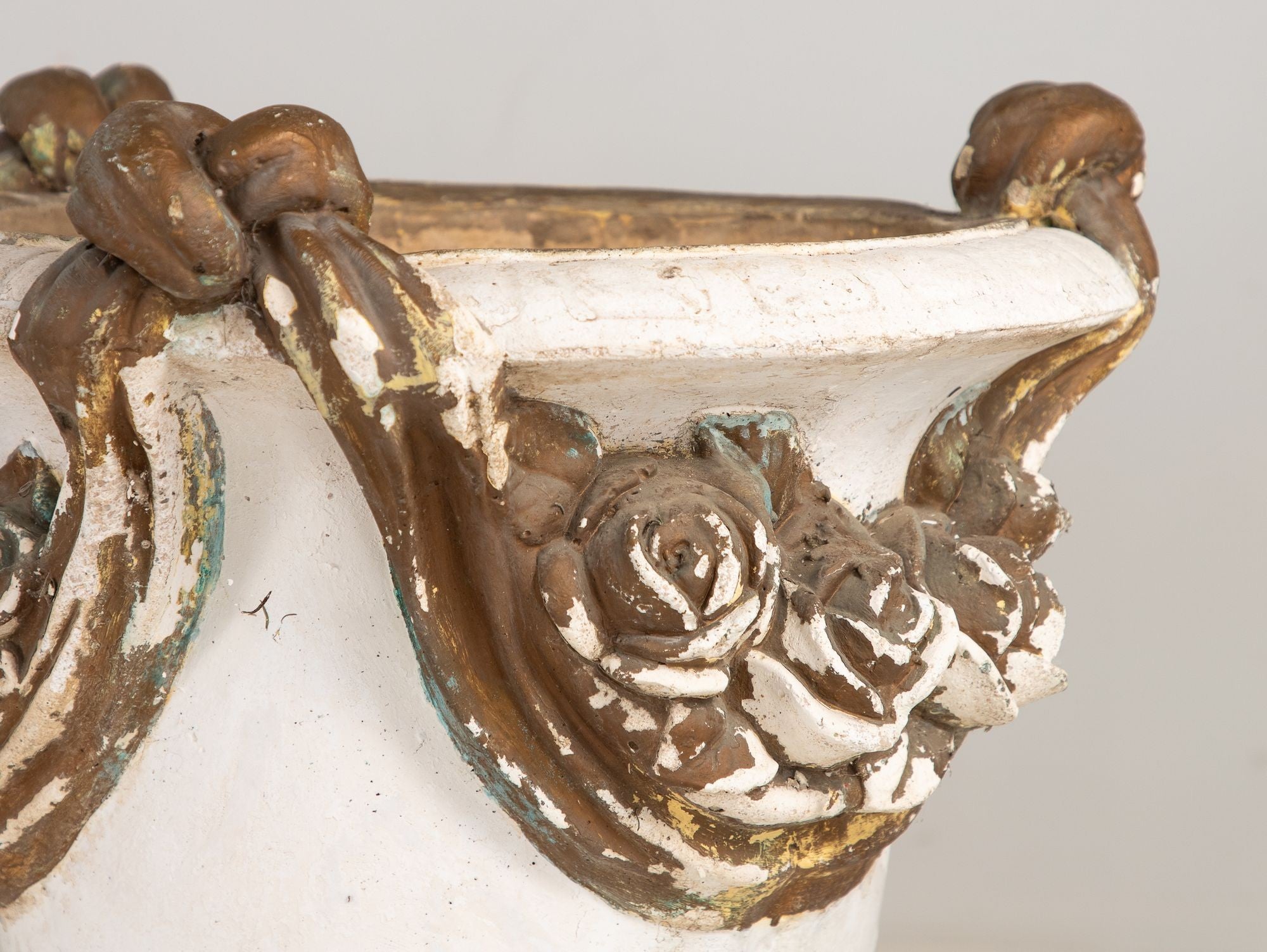 Pair Composite Terracotta Rococo Italian Urns, Mid 20th C.