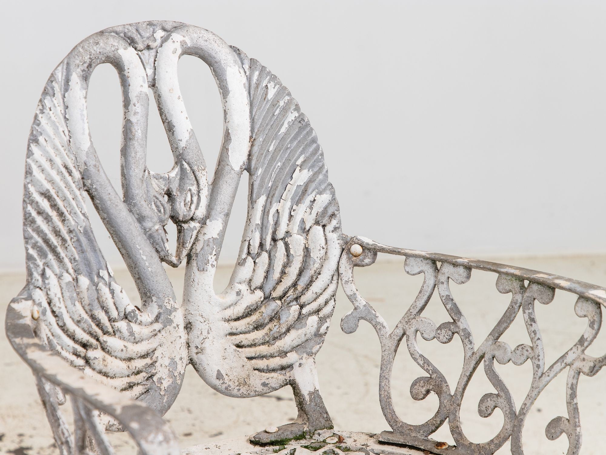 Pair White Painted Swan Back Aluminum Garden Armchairs, Sweden 1960s