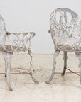 Pair White Painted Swan Back Aluminum Garden Armchairs, Sweden 1960s
