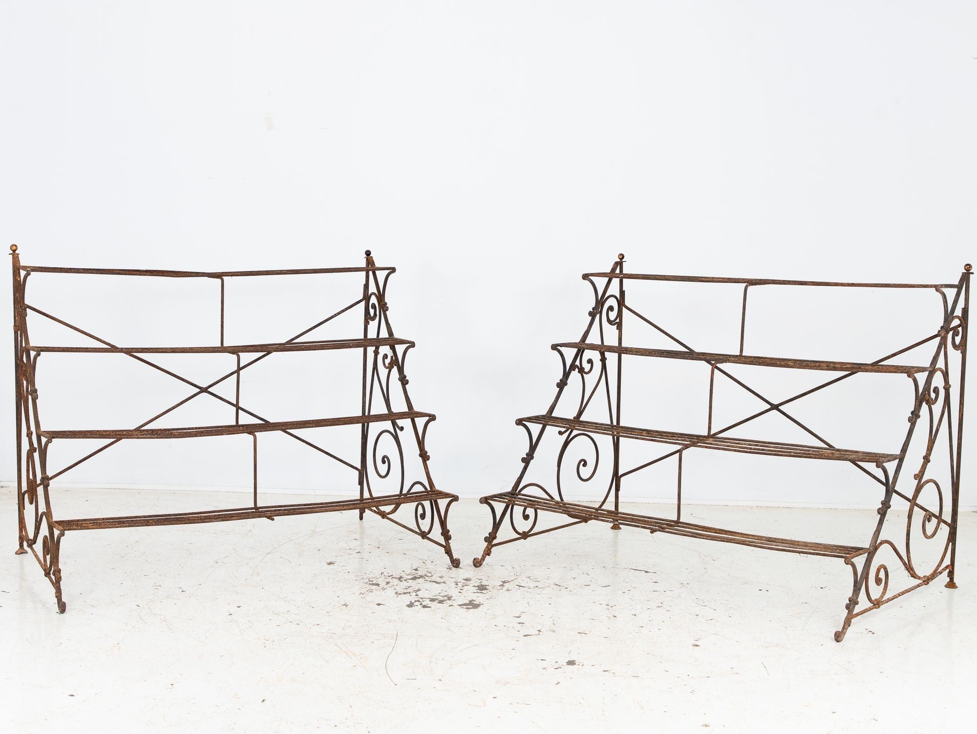 Scrollwork Four Tier Iron Plant Stand or Etagere, England Mid 20th Century