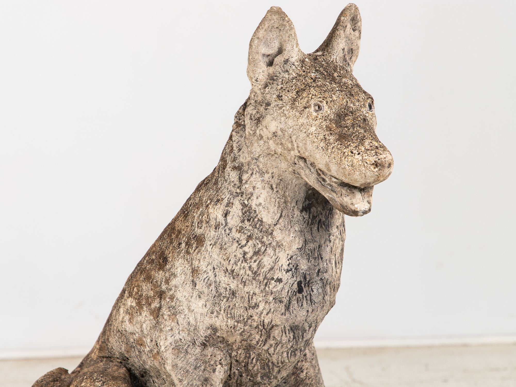 Large Concrete Shepherd Dog Garden Ornament, English mid 20th Century