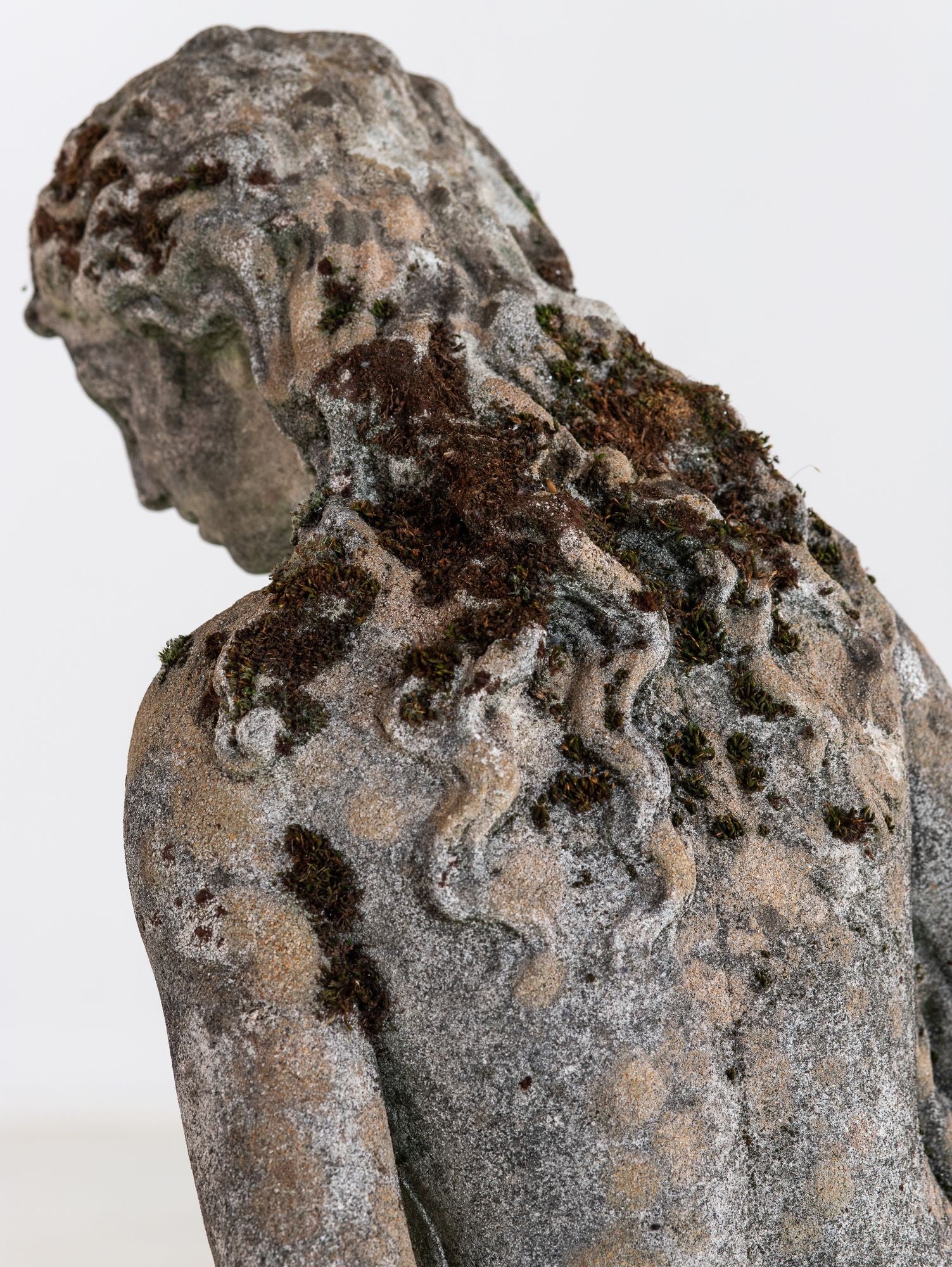 Composite Stone Weathered Garden Statue of Maiden or Goddess, England Mid 20th C.