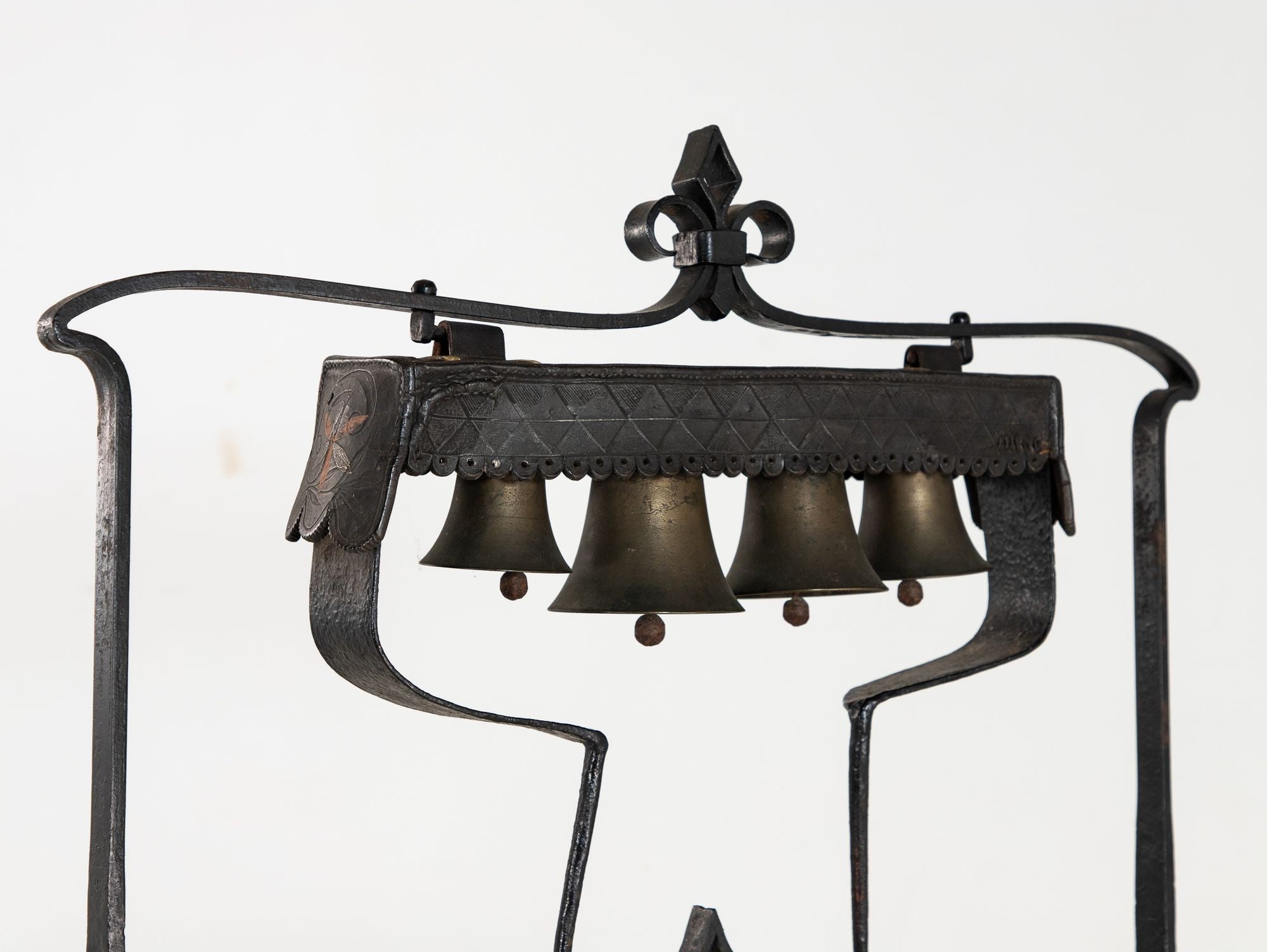 Wrought Iron Latten Bell Stand, Three Tier, English Late 19th C.