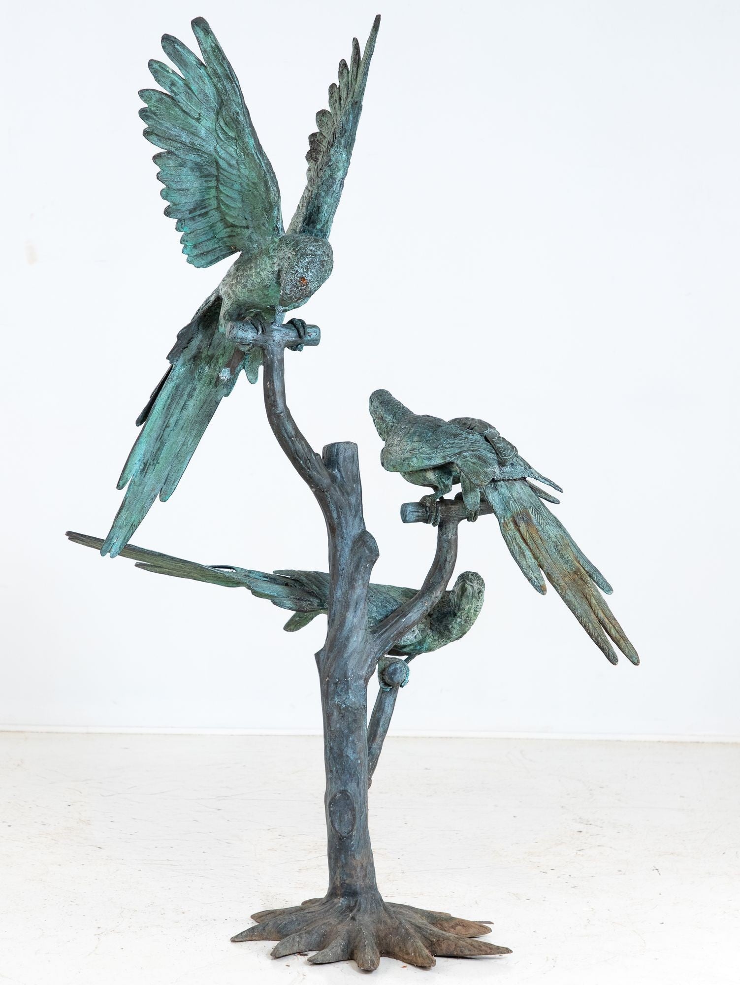 Bronze Sculpture of Three Parrots, Italy Mid 20th C.