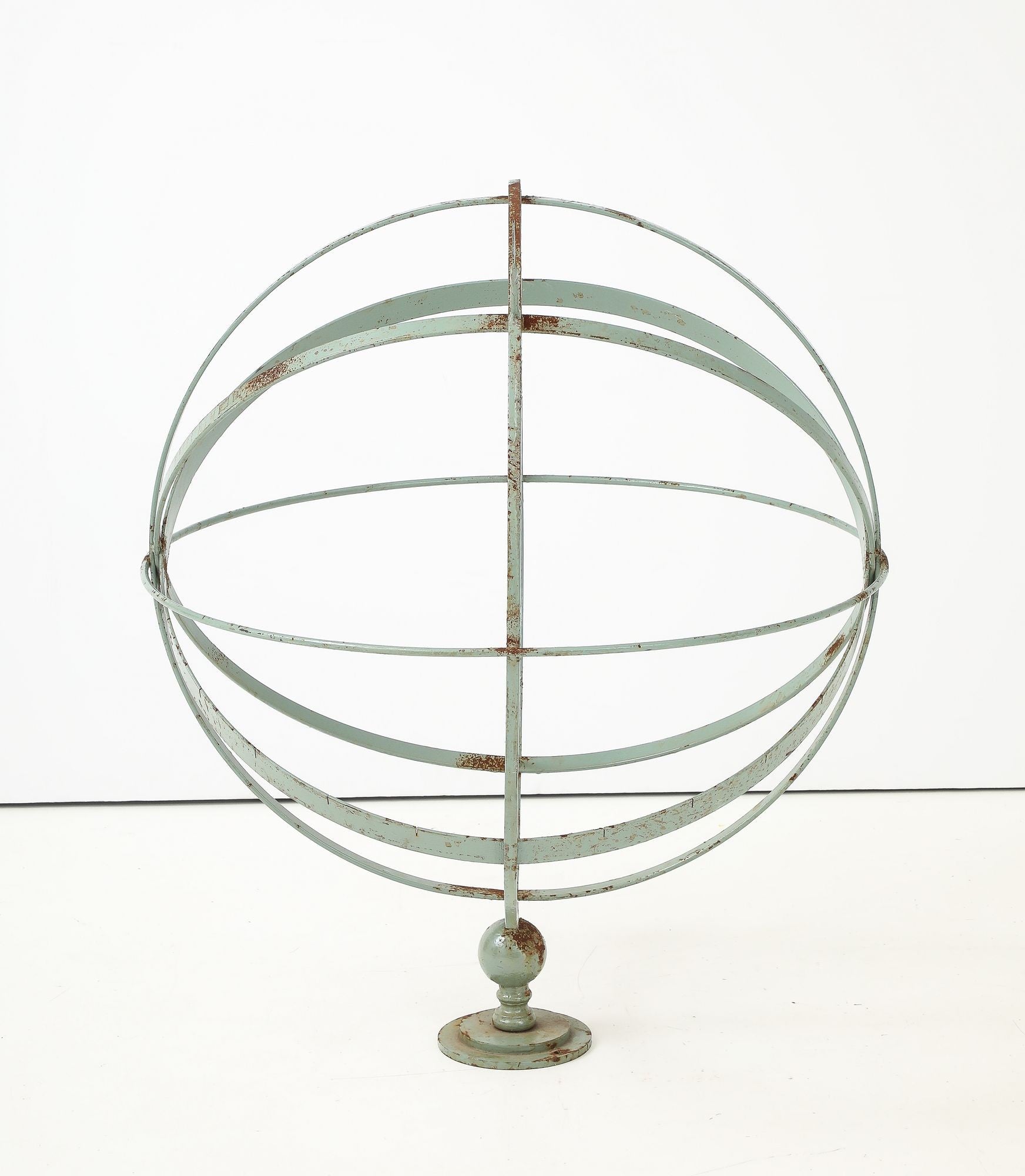 Celadon Painted English Mid-20th Century Iron Armillary
