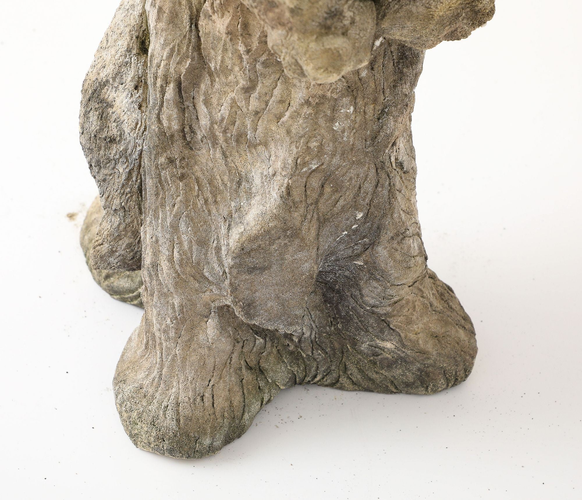 Composite Stone Faux Bois Birdbath with Squirrels Garden Ornament, English 20th C.