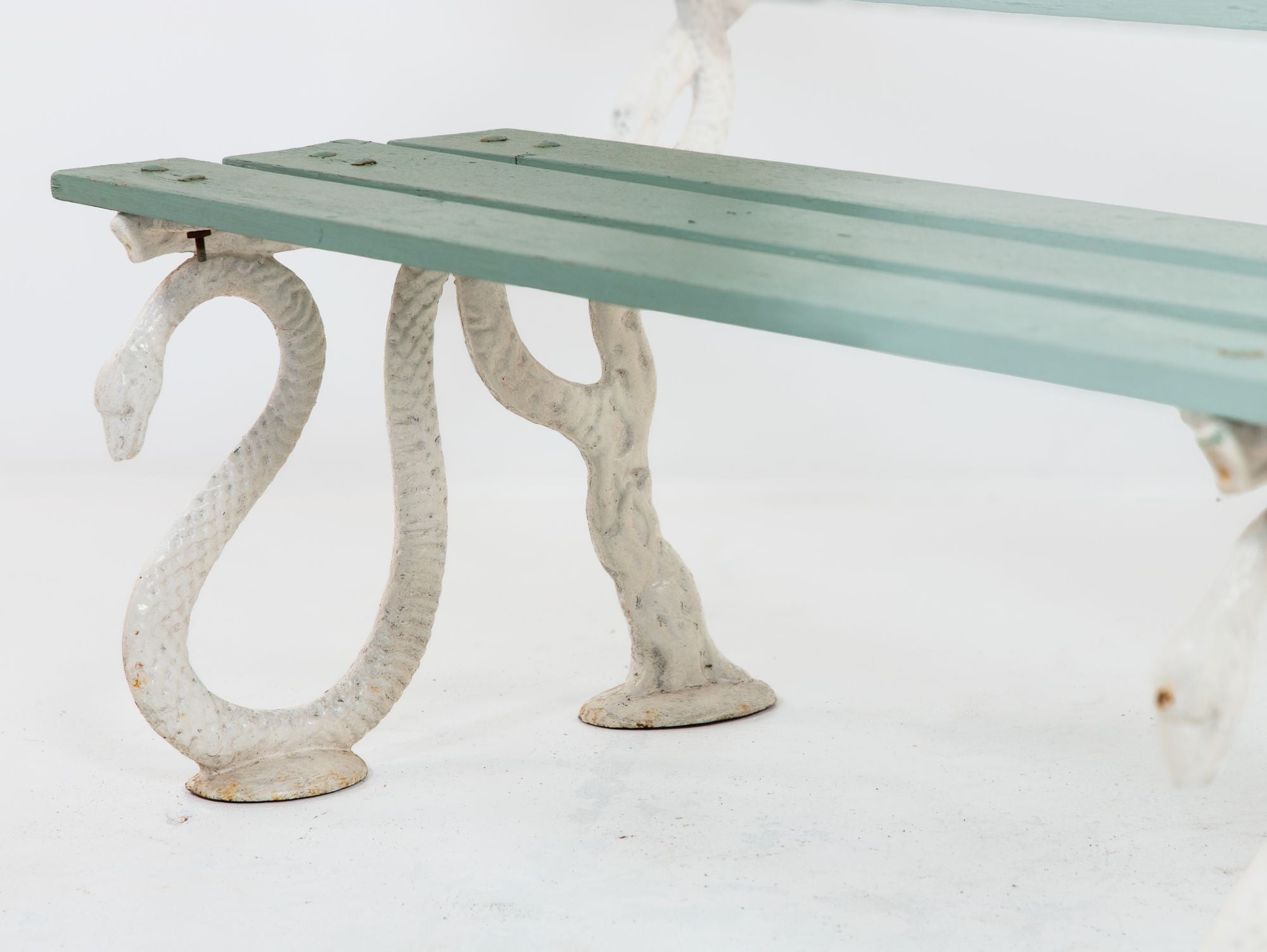 Iron Serpent and Twig Garden Bench, English Mid 20th C.