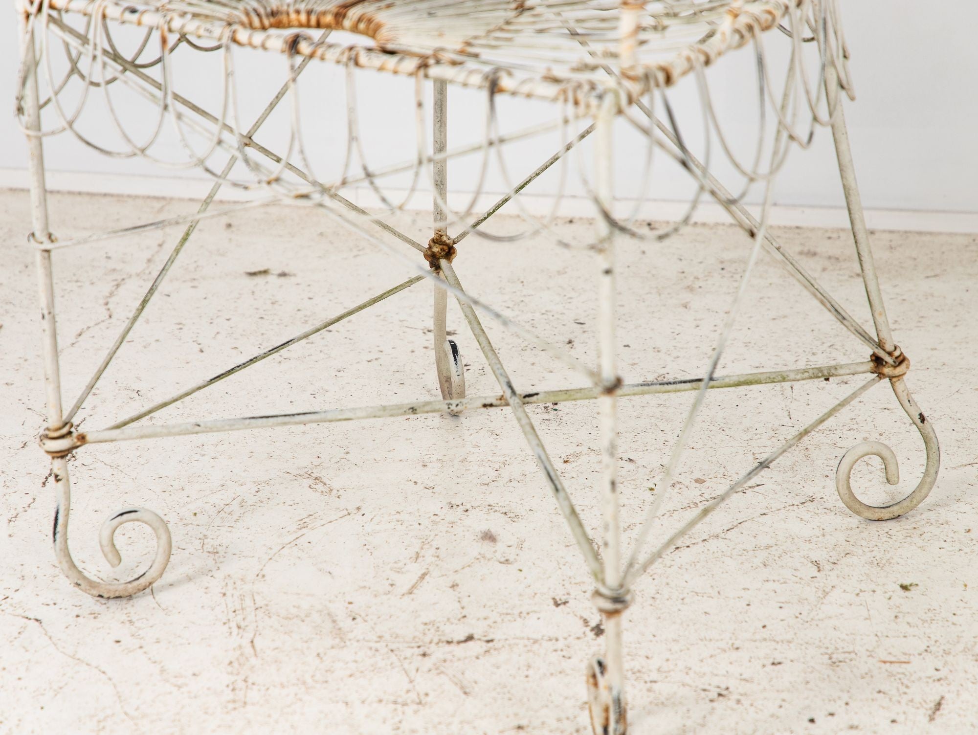 Victorian Style White Wirework Pair of Chairs and Cafe Table, France 1960