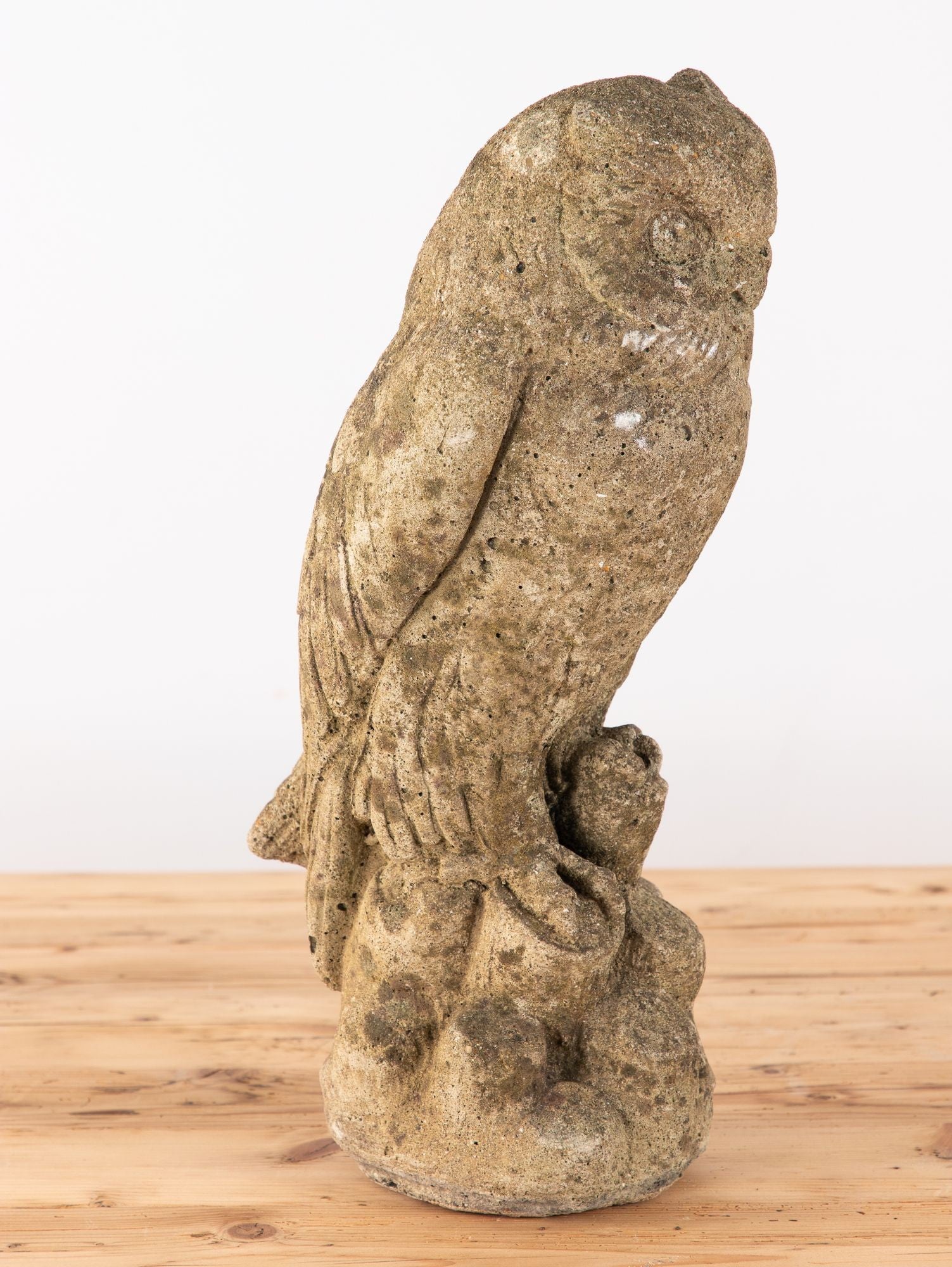 Vintage Stone Horned Owl Garden Ornament, USA Mid 20th C.