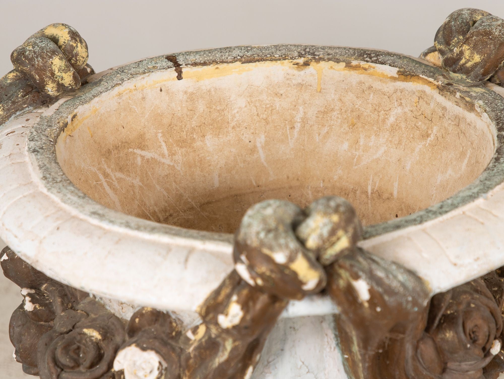 Pair Composite Terracotta Rococo Italian Urns, Mid 20th C.