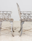 Pair White Painted Swan Back Aluminum Garden Armchairs, Sweden 1960s