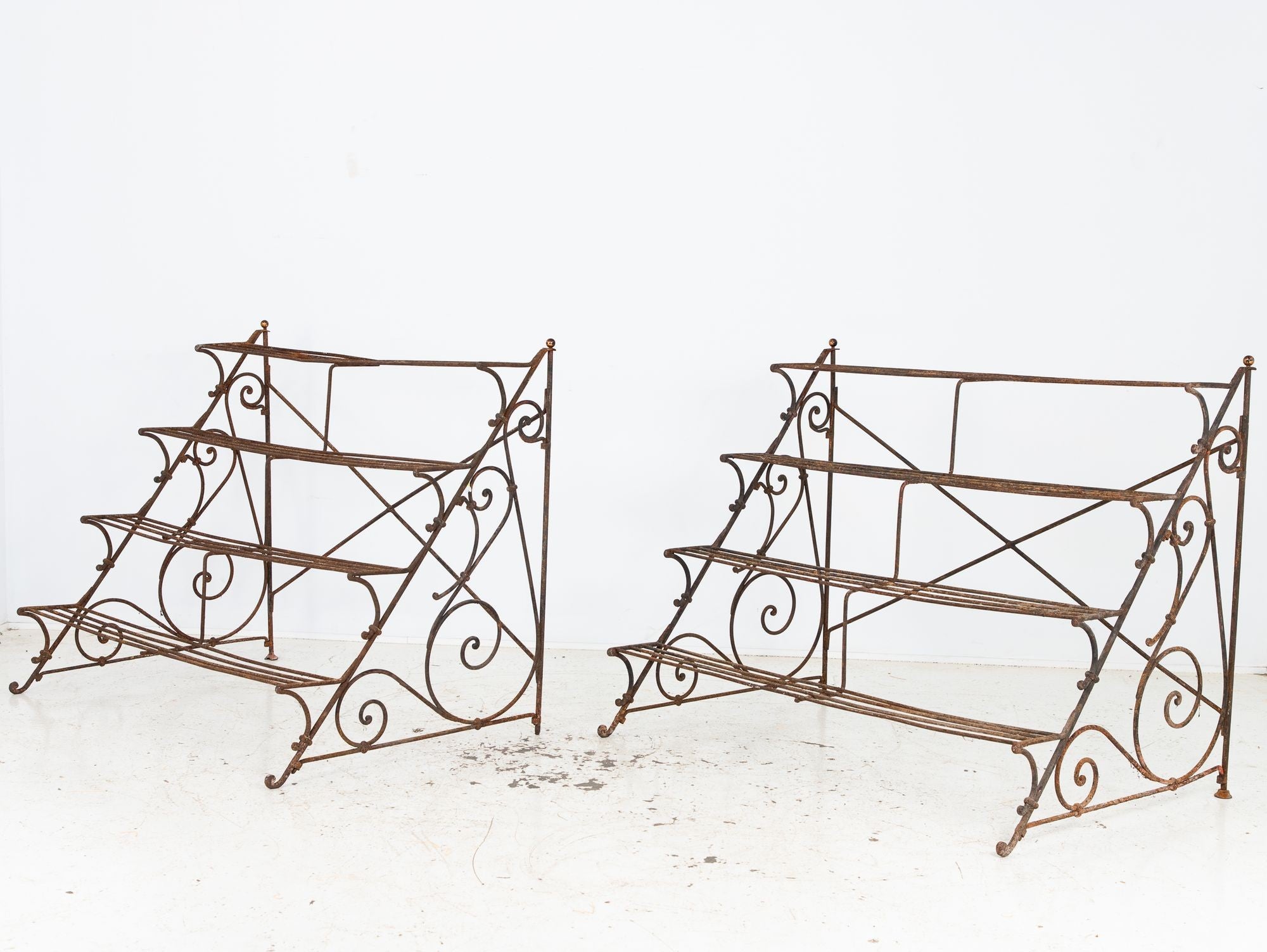 Scrollwork Four Tier Iron Plant Stand or Etagere, England Mid 20th Century