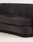 Art Deco Blue Velvet Sofa with Attached Lucite Drinks Tables, France 1930s