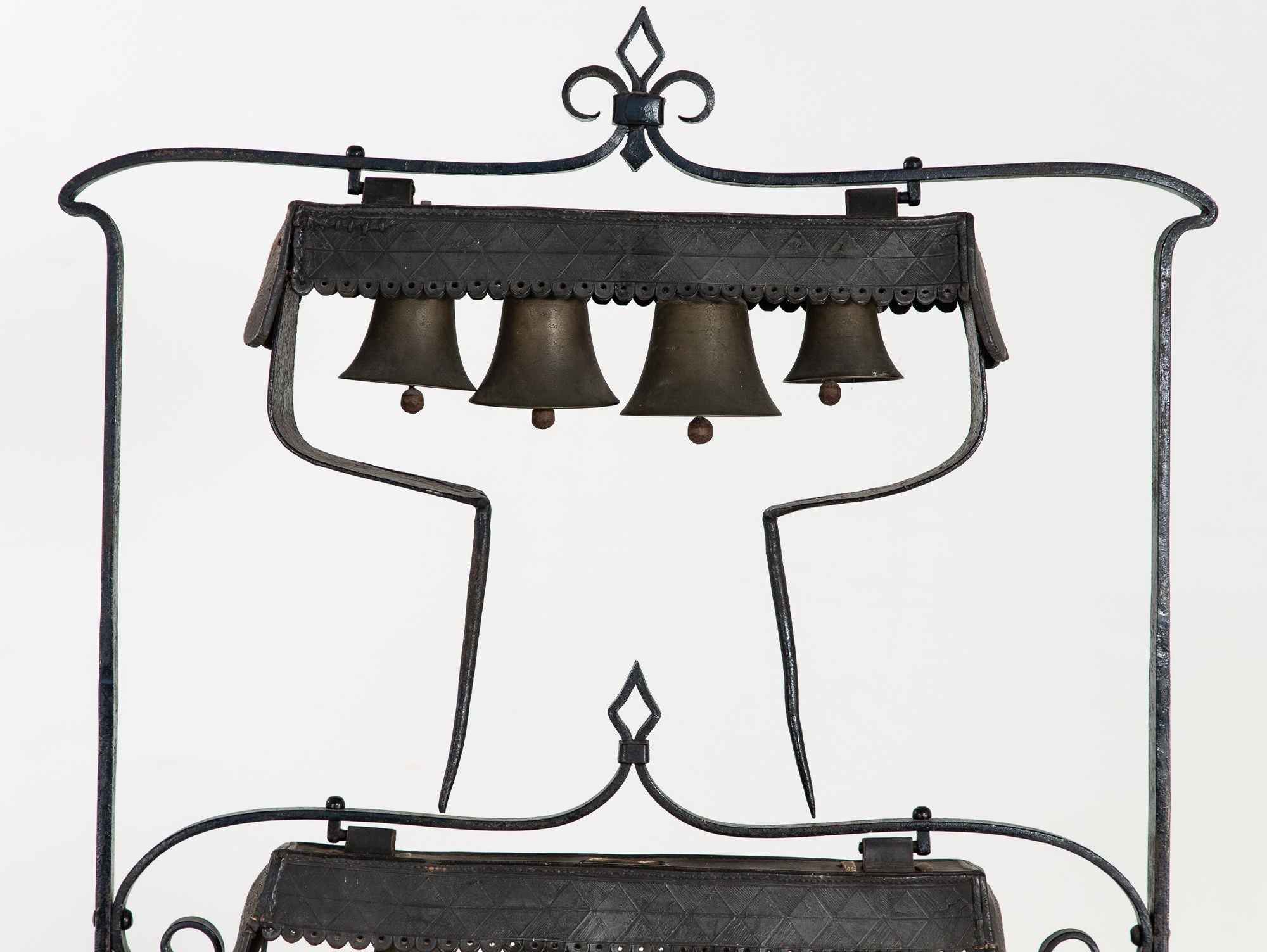 Wrought Iron Latten Bell Stand, Three Tier, English Late 19th C.