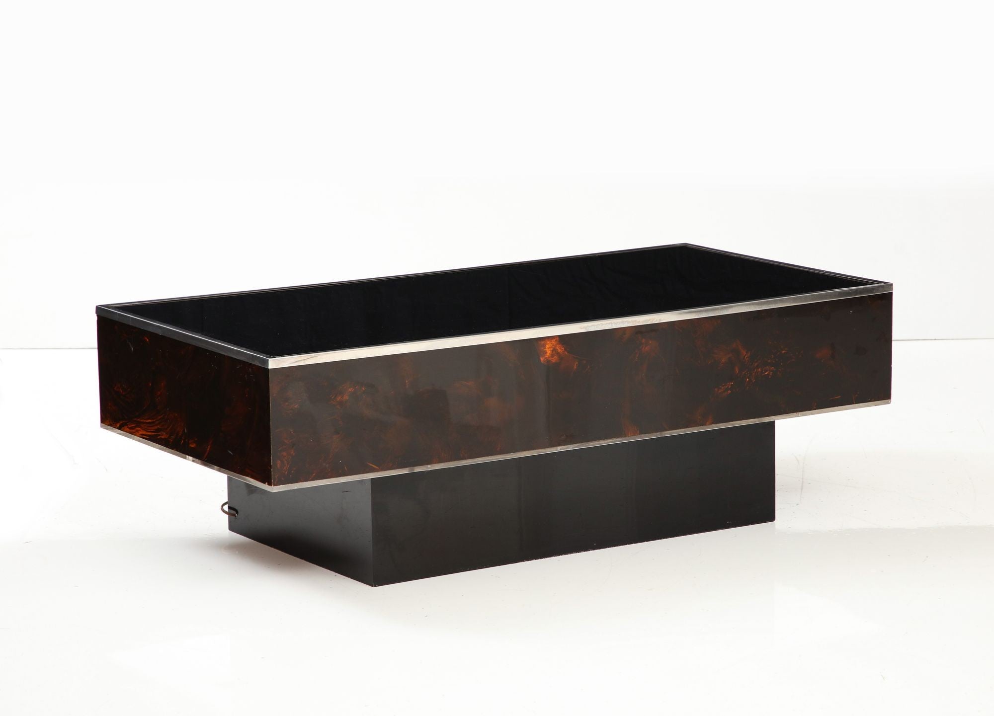 Tortoise Lucite Cocktail Table with Inerior Lights, France 1970s