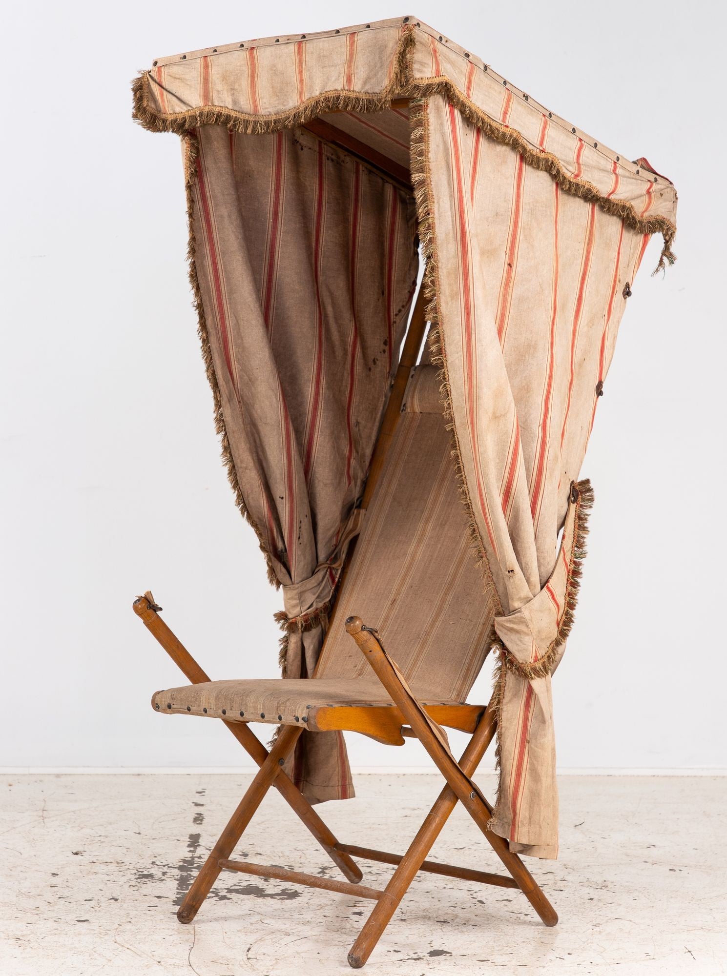 Vintage French Beach Chair with Canopy, Mid 20th C.