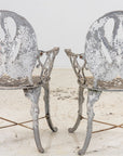 Pair White Painted Swan Back Aluminum Garden Armchairs, Sweden 1960s
