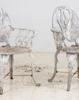 Pair White Painted Swan Back Aluminum Garden Armchairs, Sweden 1960s