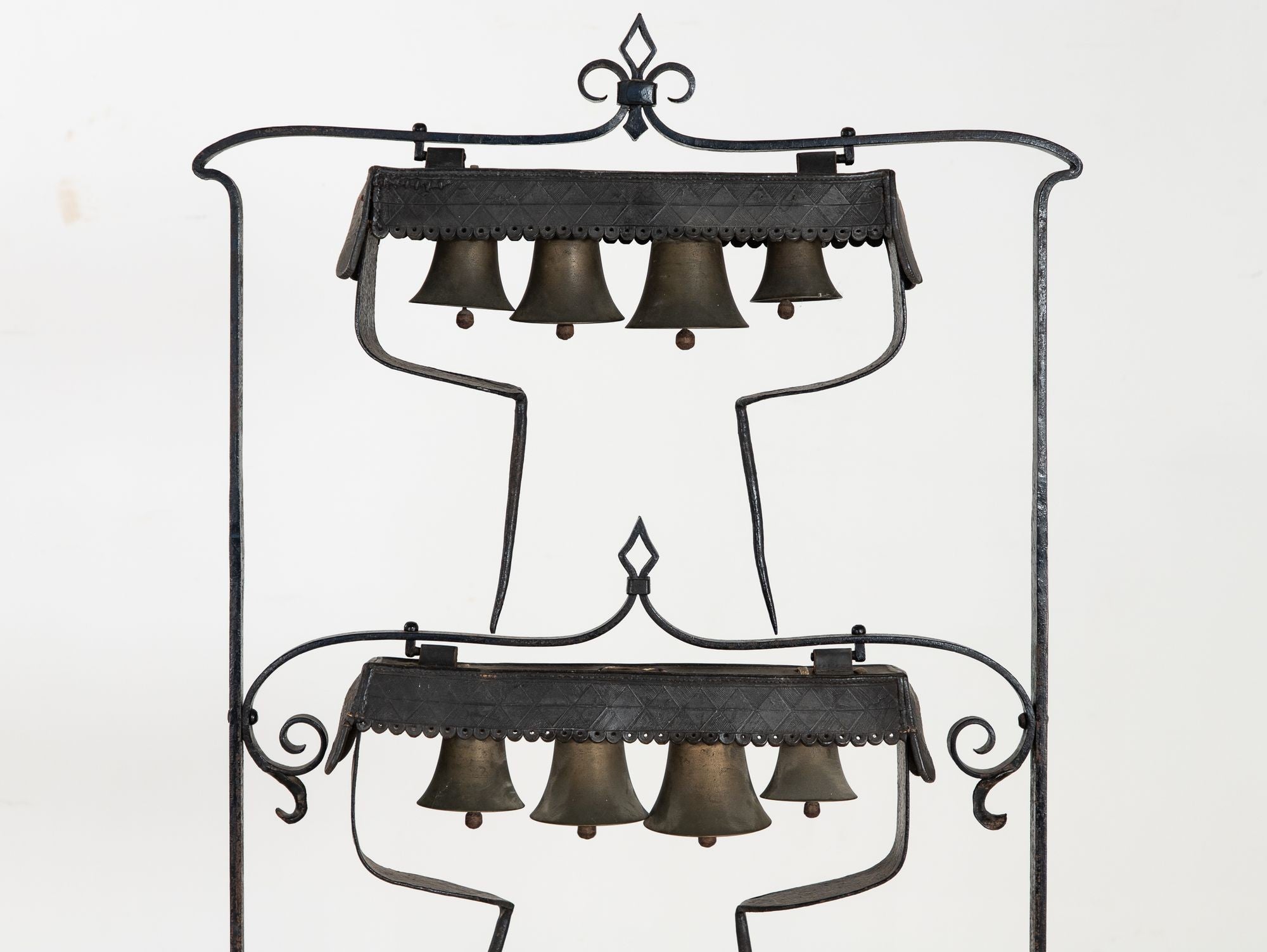 Wrought Iron Latten Bell Stand, Three Tier, English Late 19th C.