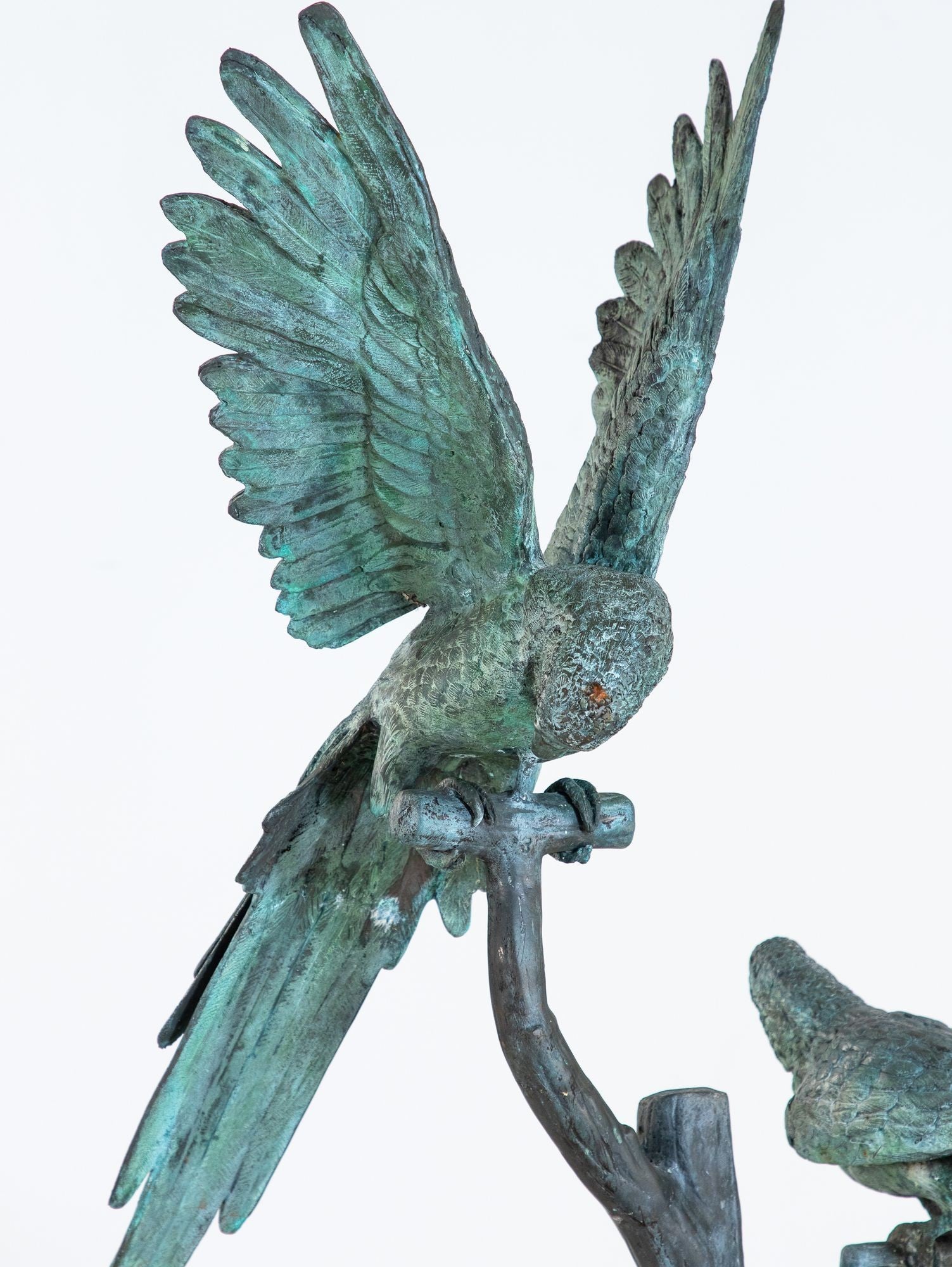 Bronze Sculpture of Three Parrots, Italy Mid 20th C.