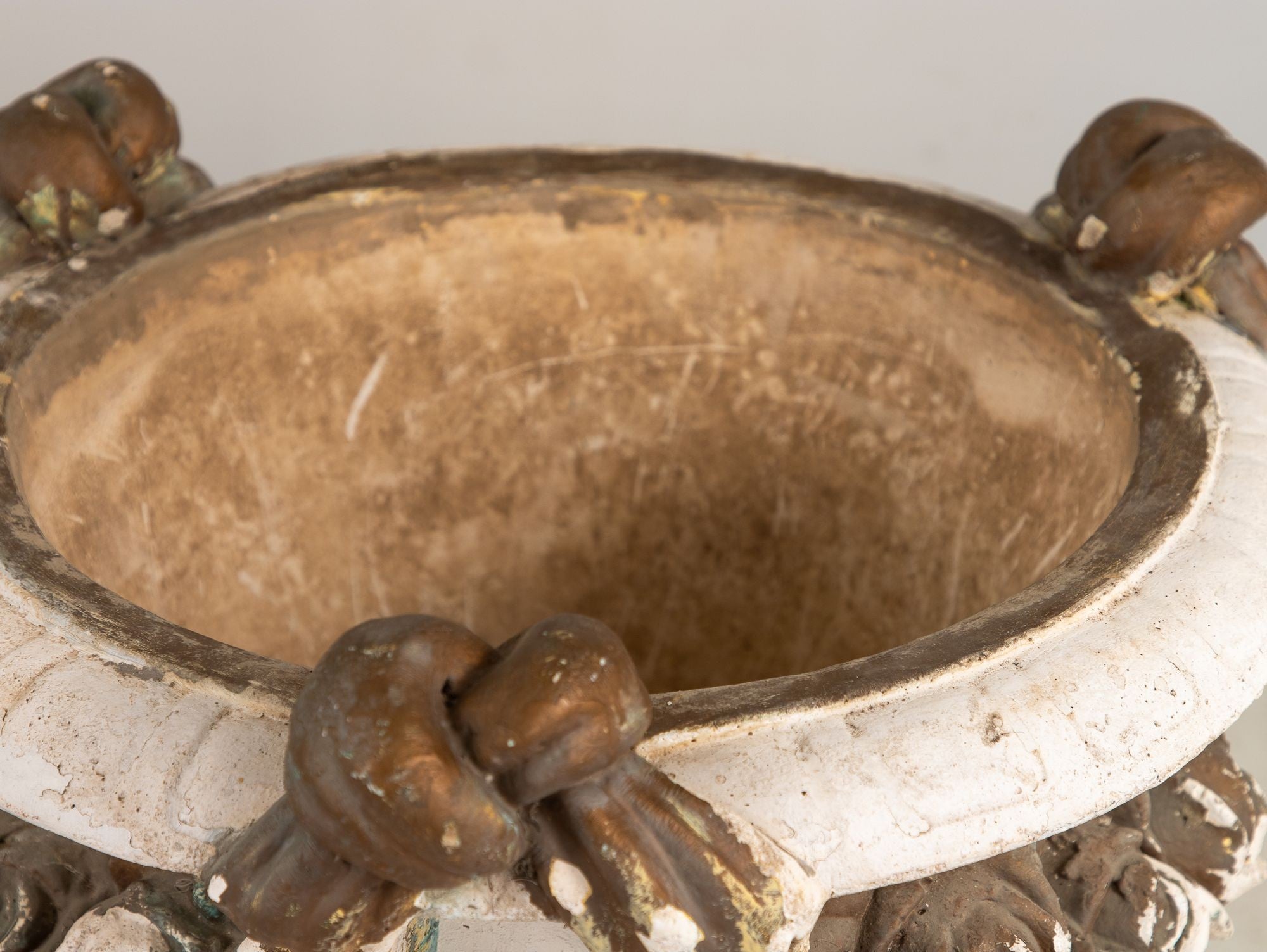 Pair Composite Terracotta Rococo Italian Urns, Mid 20th C.