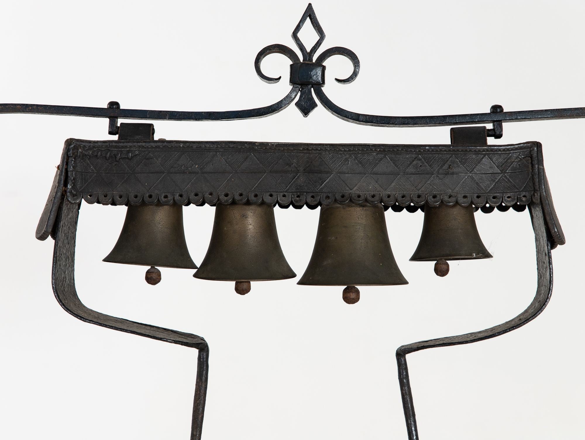 Wrought Iron Latten Bell Stand, Three Tier, English Late 19th C.