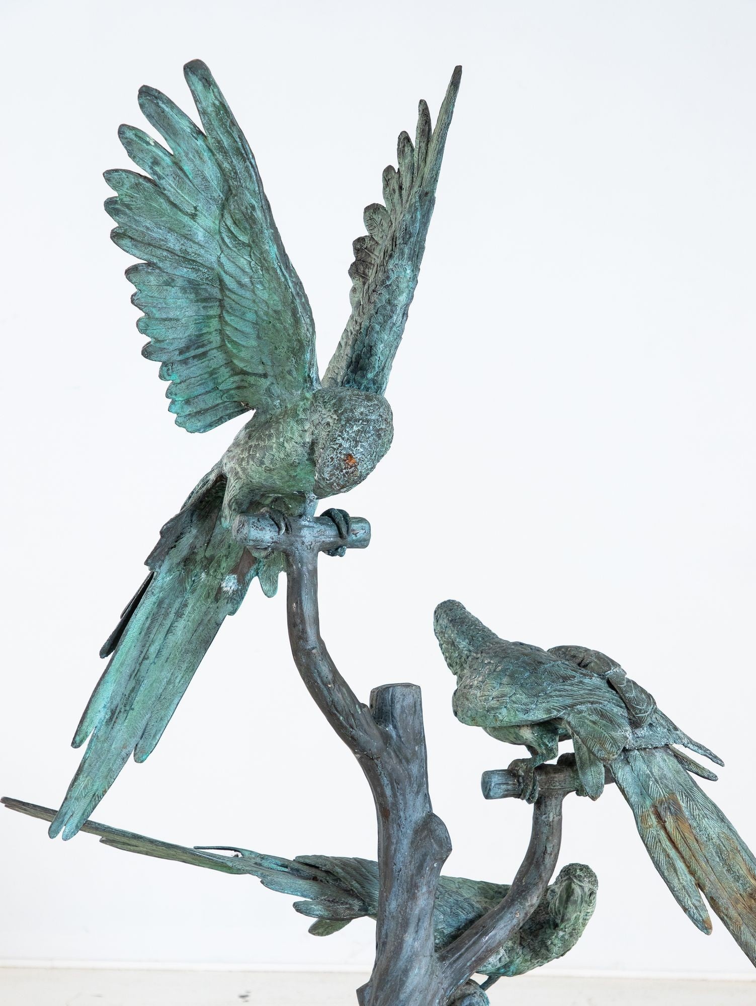 Bronze Sculpture of Three Parrots, Italy Mid 20th C.