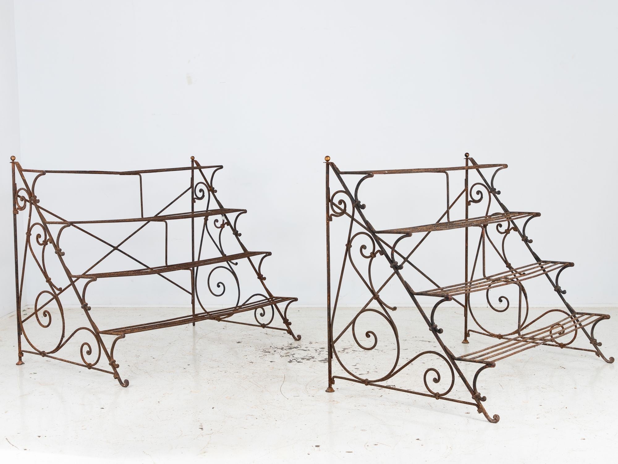 Scrollwork Four Tier Iron Plant Stand or Etagere, England Mid 20th Century