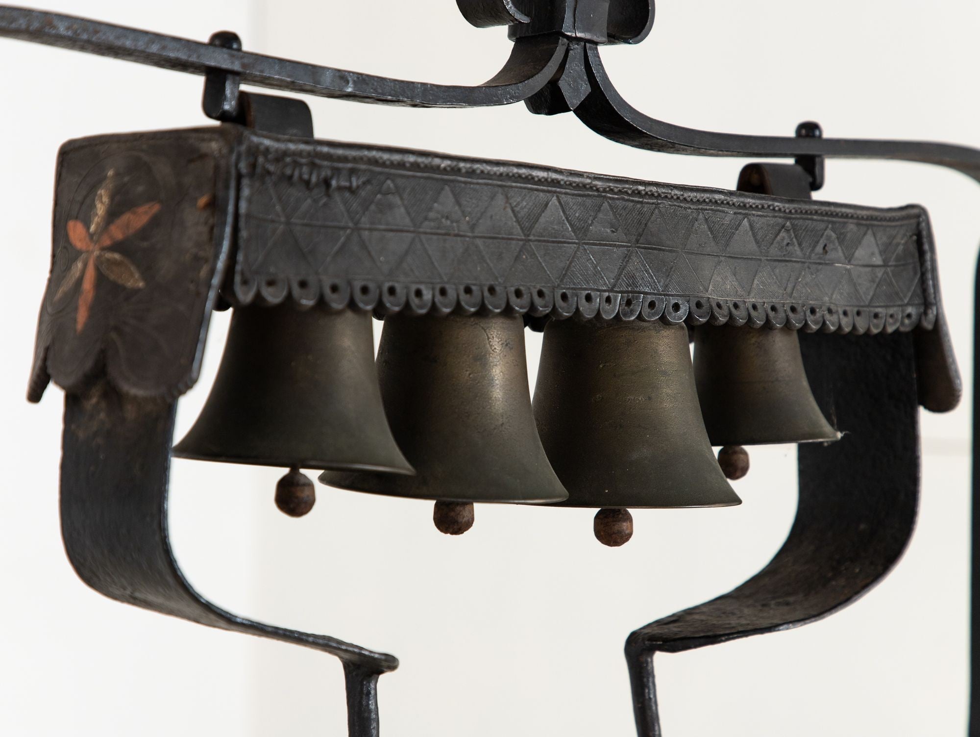 Wrought Iron Latten Bell Stand, Three Tier, English Late 19th C.