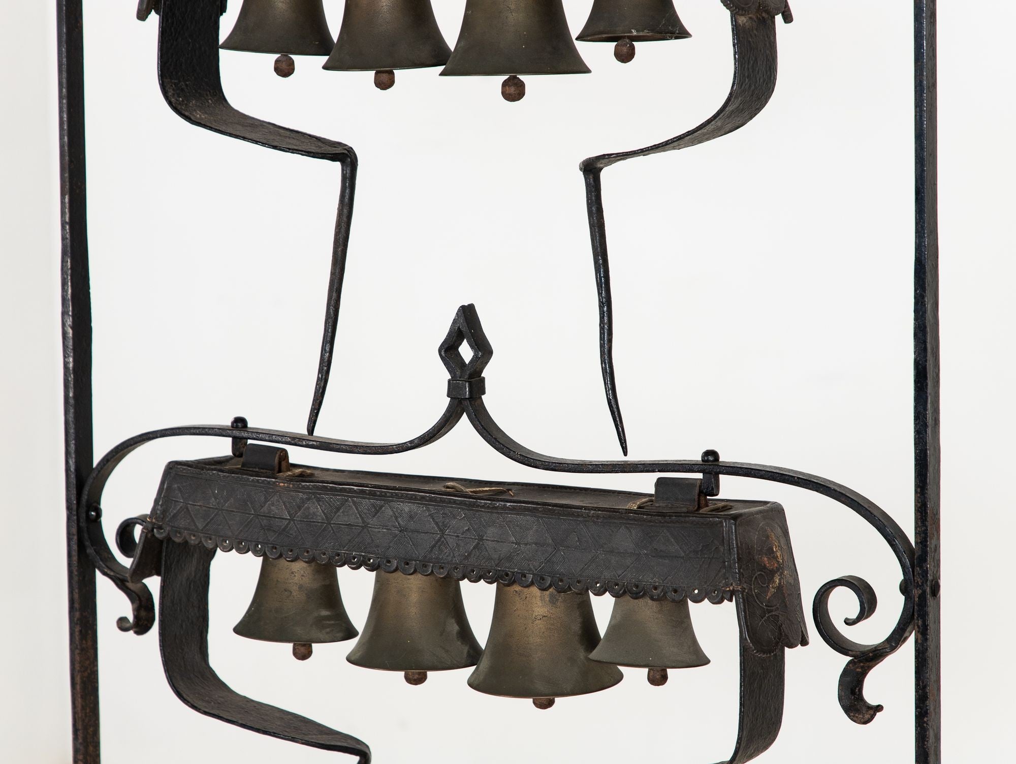 Wrought Iron Latten Bell Stand, Three Tier, English Late 19th C.