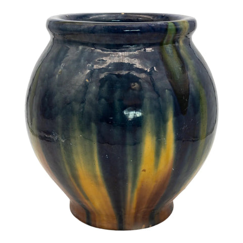 Oversized ceramic vase with Blue & Cream glaze