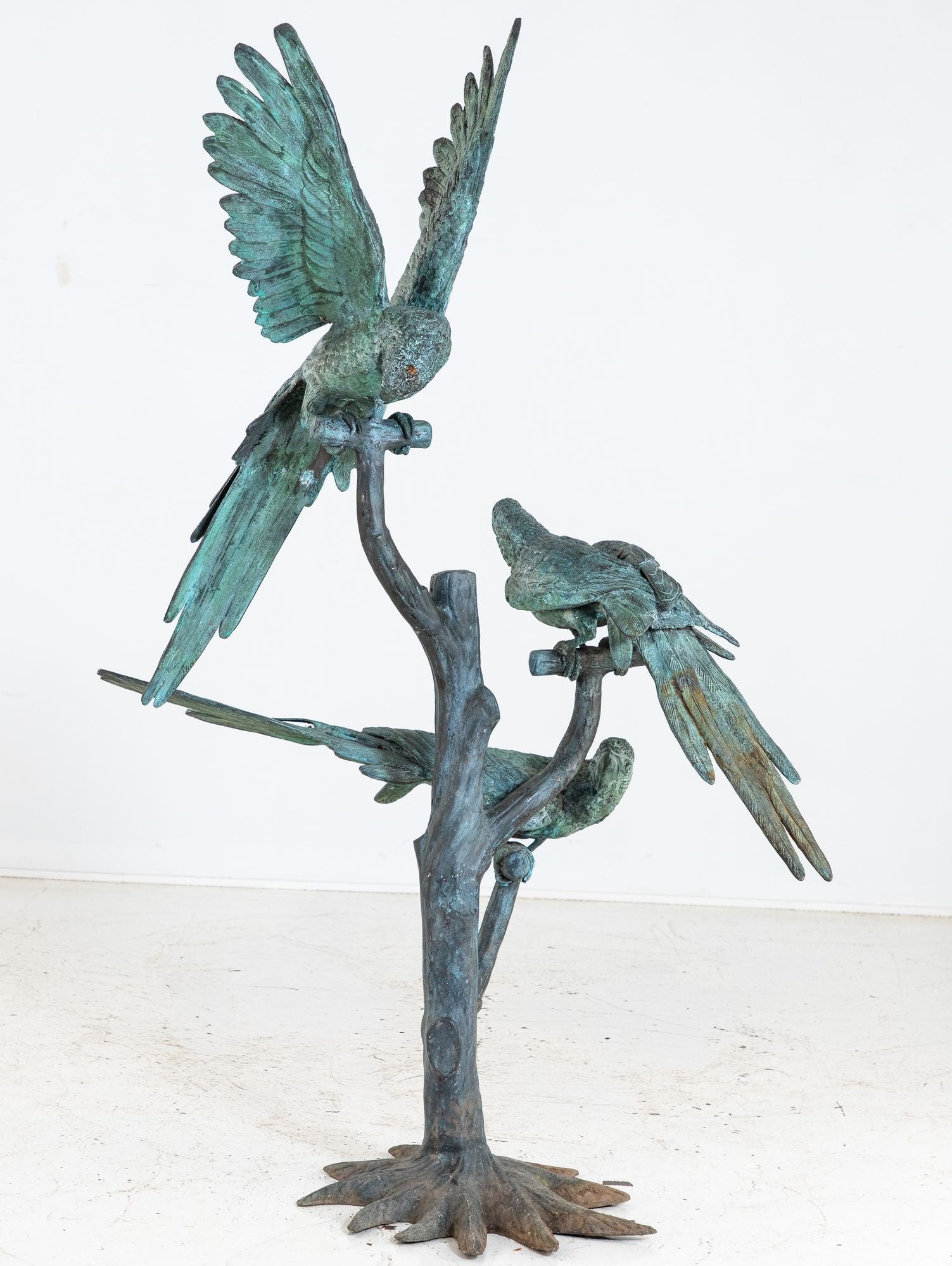 Bronze Sculpture of Three Parrots, Italy Mid 20th C.