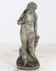 Composite Stone Weathered Garden Statue of Maiden or Goddess, England Mid 20th C.