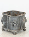 Antique English Lead Quatrefoil Planter with Lion Heads and Paws, 1850s