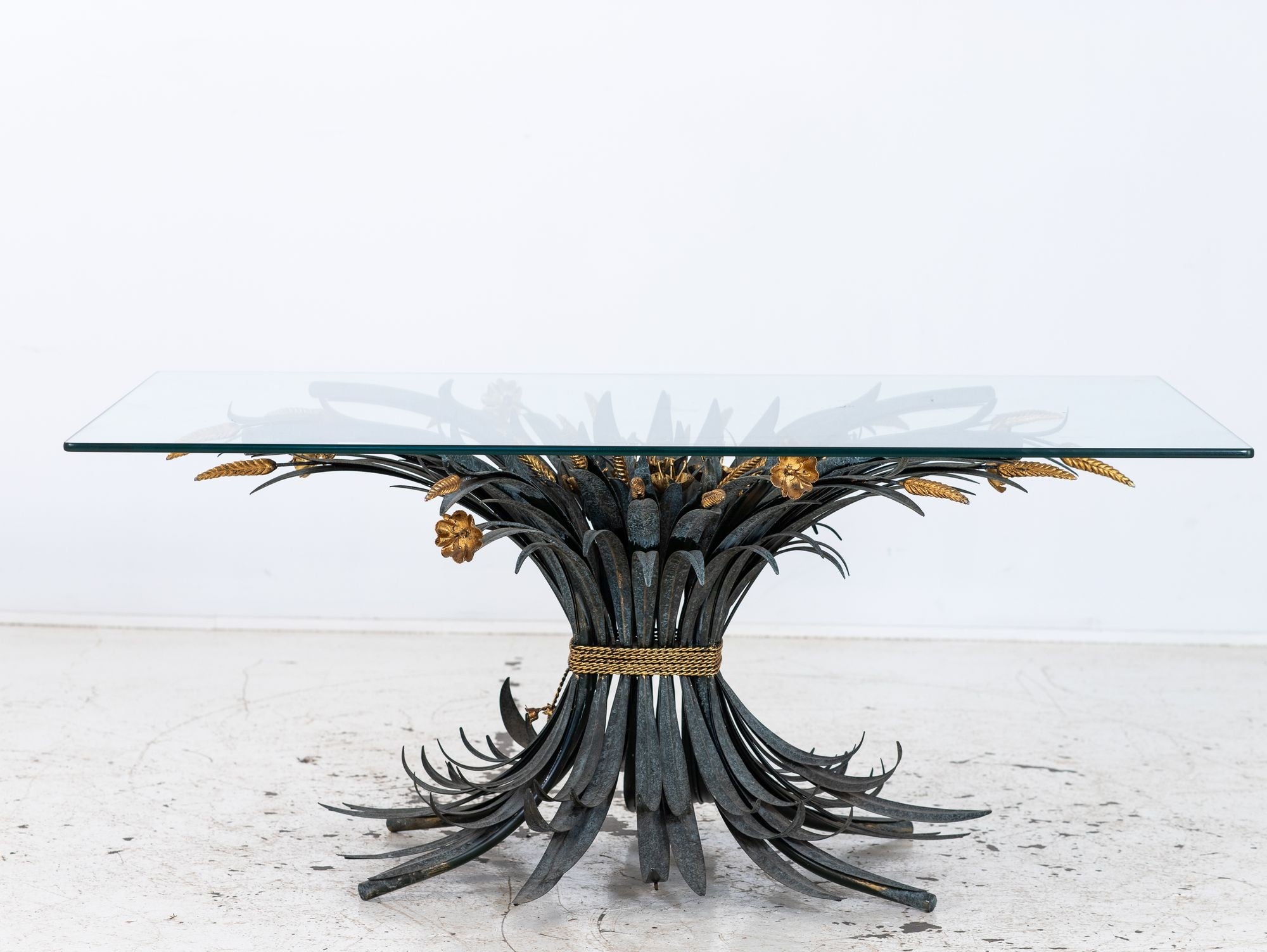 Hollywood Regency Gilt Metal Sheaf of Wheat Coffee Table, France Mid 20th C.
