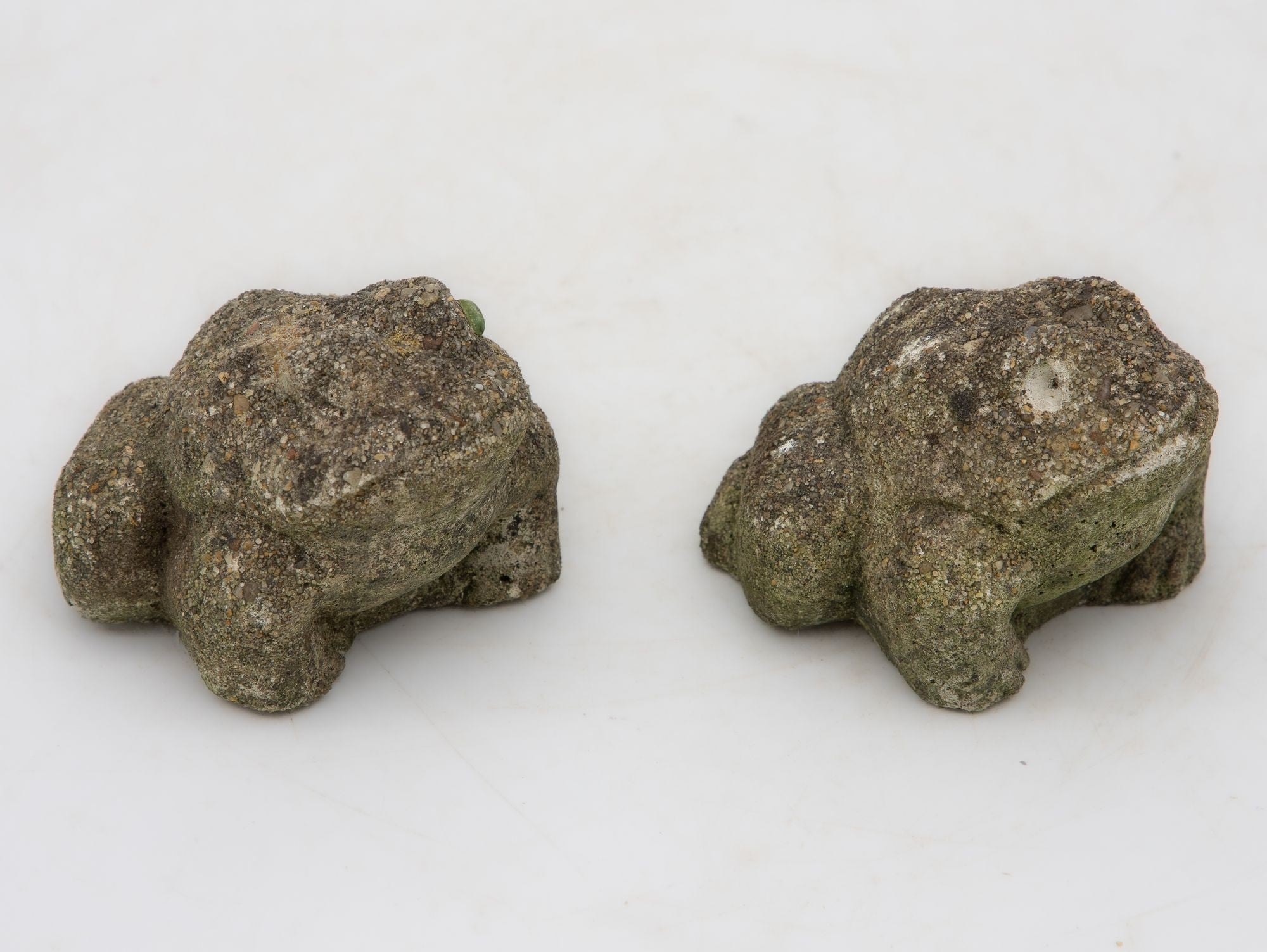 Pair of Reconstituted Stone Frog Garden Ornaments, England 1970s