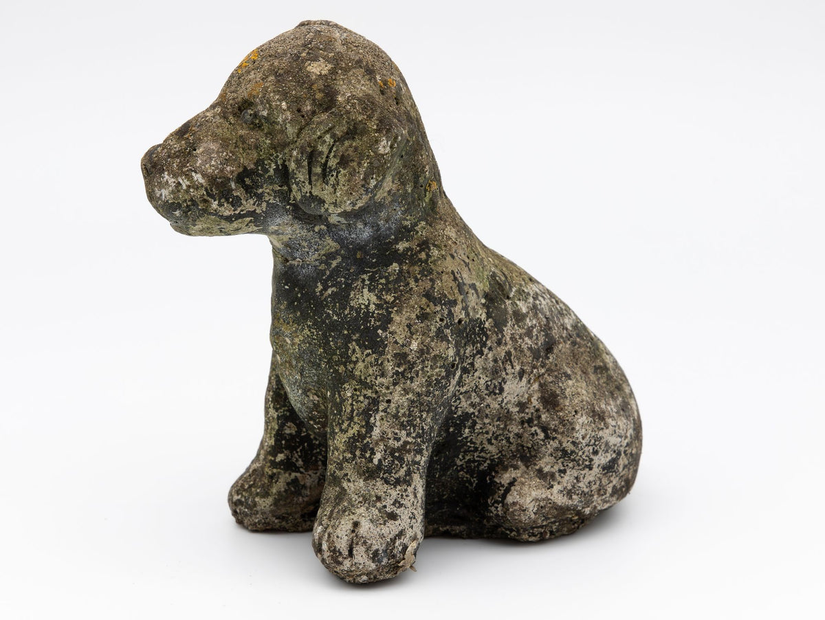 Reconsitituted Stone Puppy or Dog Garden Ornament, England Mid 20th C.