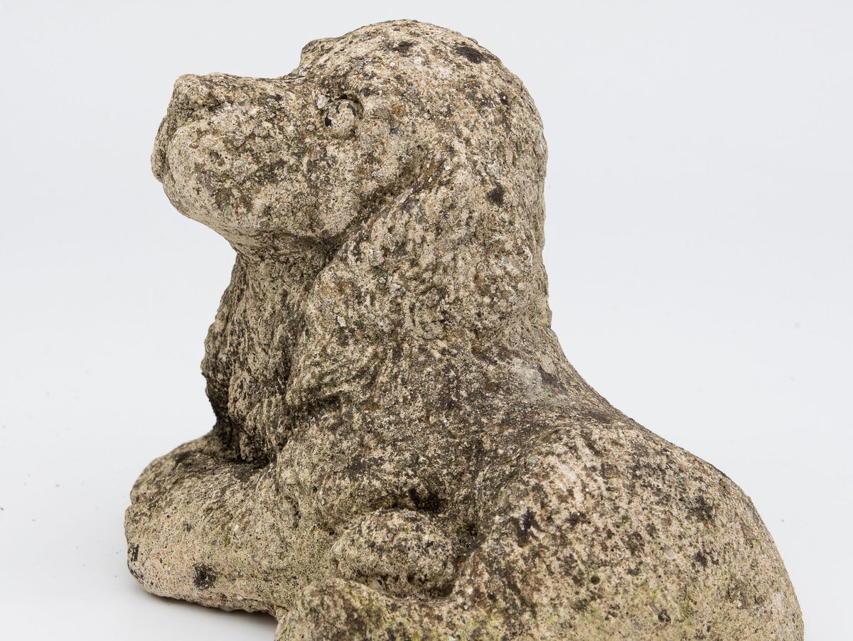 Vintage Reconstituted Stone Puppy or Dog Spaniel Garden Ornament, 20th Century