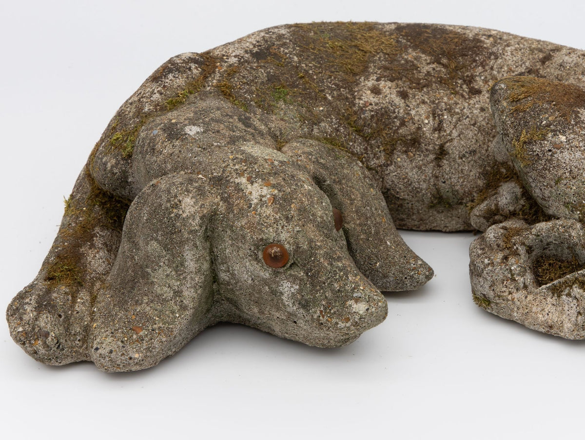 Reconstituted Stone Dog Spaniel Garden Ornament, England 20th Century