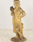 Woman Holding Sheaf of Wheat, Concrete Garden Ornament, England Mid 20th Century
