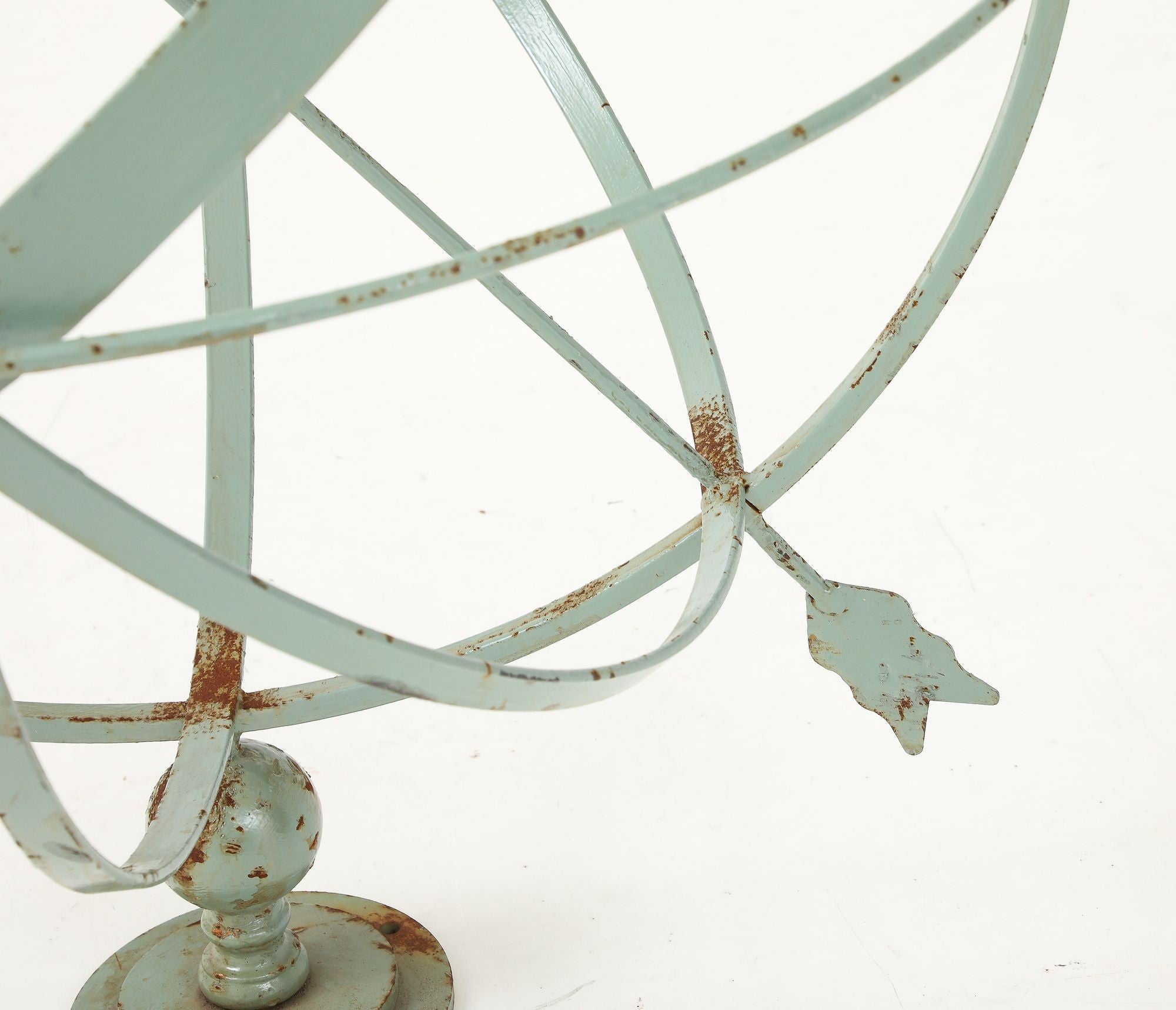 Celadon Painted English Mid-20th Century Iron Armillary