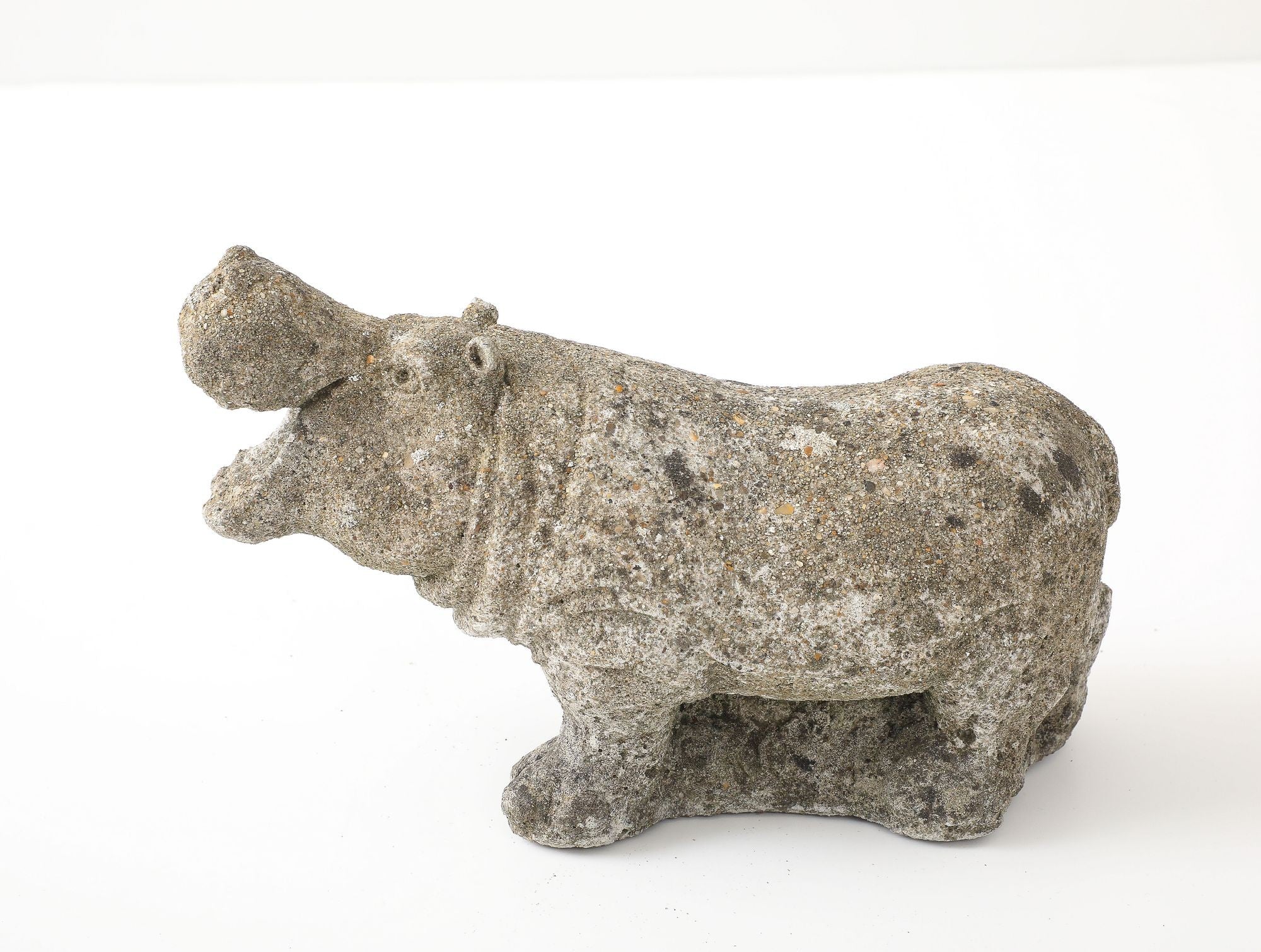 Composite Stone Hippopotamus Garden Ornament, English 20th Century