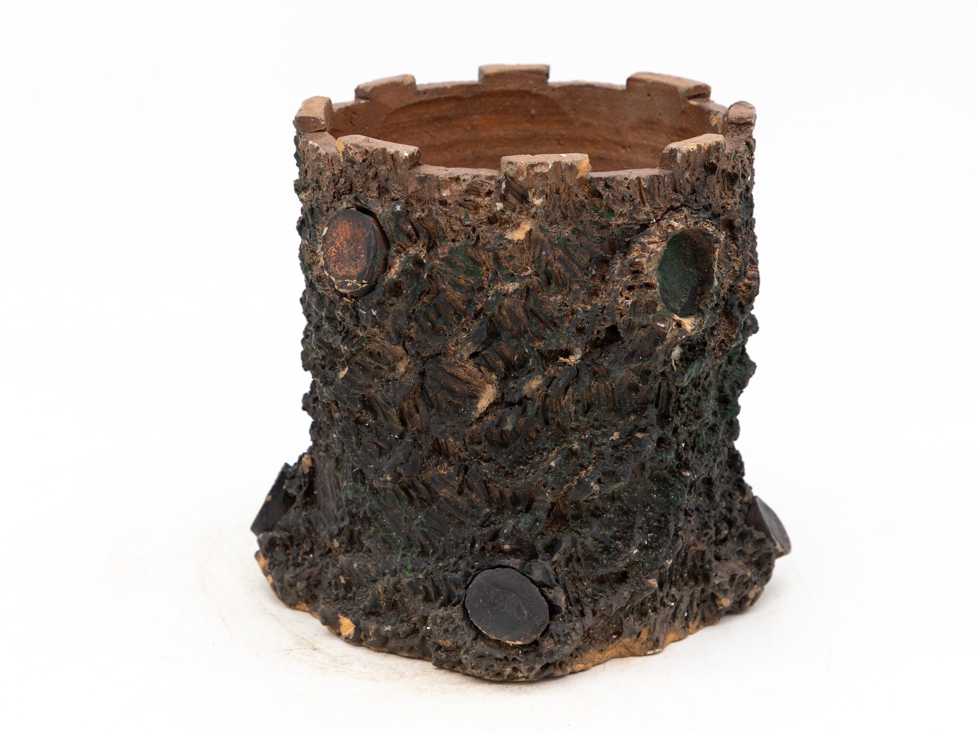 Terracotta English Faux Bois Planter, Early 20th Century