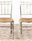 Pair Antique Rush Seat Dining Chairs, England 1920s